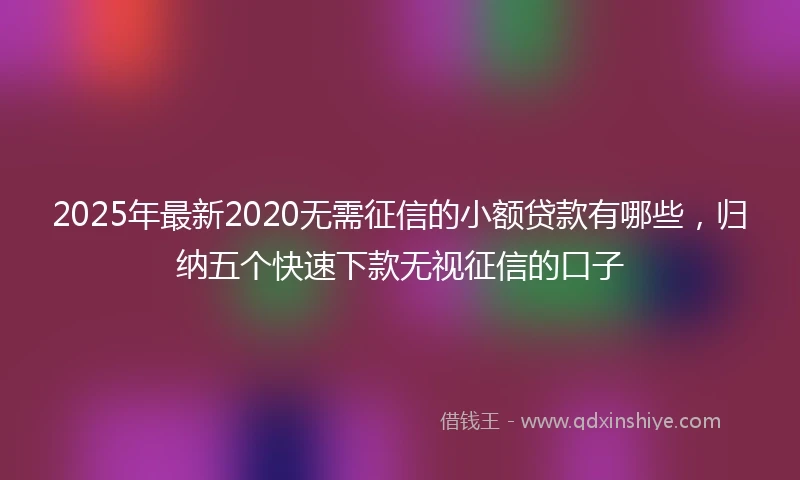 2025年最新2020无需征信的小额贷款有哪些，归纳五个快速下款无视征信的口子