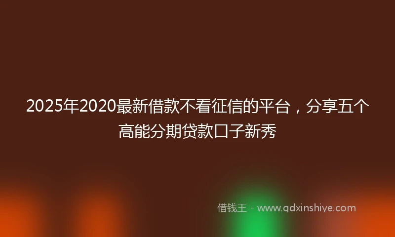 2025年2020最新借款不看征信的平台，分享五个高能分期贷款口子新秀