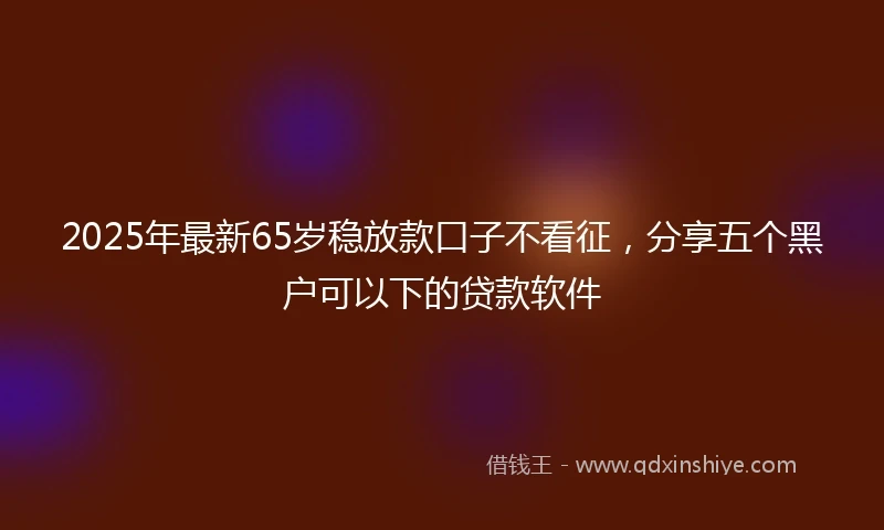 2025年最新65岁稳放款口子不看征，分享五个黑户可以下的贷款软件
