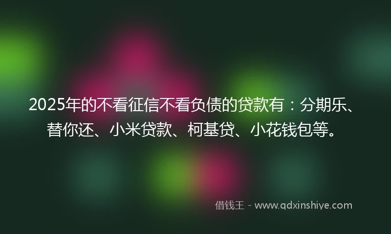 2025年的不看征信不看负债的贷款有：分期乐、替你还、小米贷款、柯基贷、小花钱包等。