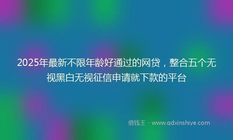 2025年最新不限年龄好通过的网贷，整合五个无视黑白无视征信申请就下款的平台
