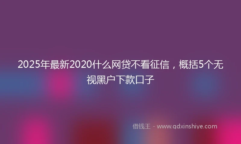 2025年最新2020什么网贷不看征信，概括5个无视黑户下款口子
