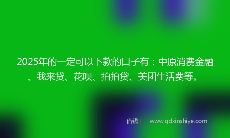 2025年的一定可以下款的口子有：中原消费金融、我来贷、花呗、拍拍贷、美团生活费等。