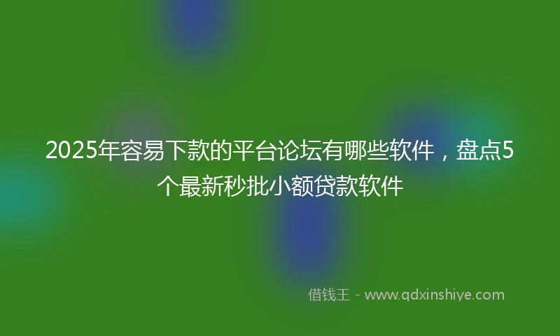 2025年容易下款的平台论坛有哪些软件，盘点5个最新秒批小额贷款软件
