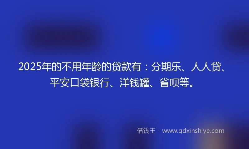 2025年的不用年龄的贷款有：分期乐、人人贷、平安口袋银行、洋钱罐、省呗等。
