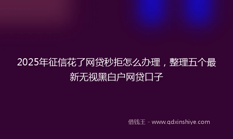 2025年征信花了网贷秒拒怎么办理，整理五个最新无视黑白户网贷口子