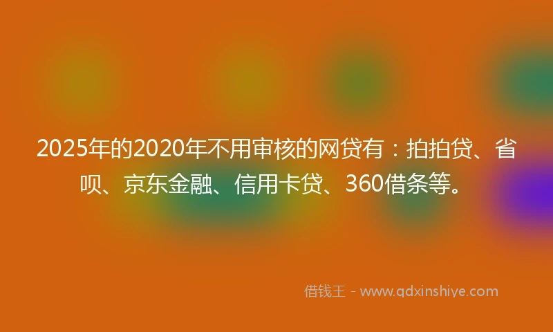2025年的2020年不用审核的网贷有：拍拍贷、省呗、京东金融、信用卡贷、360借条等。