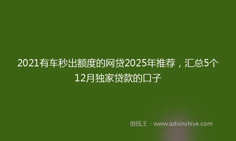 2021有车秒出额度的网贷2025年推荐，汇总5个12月独家贷款的口子
