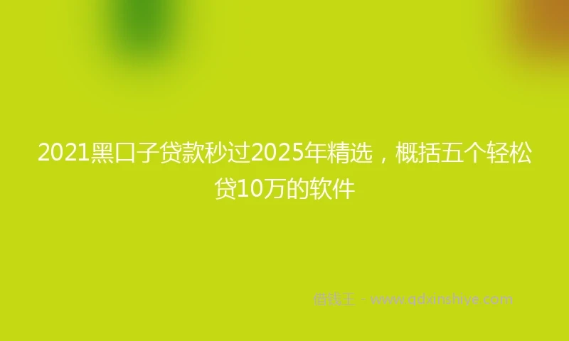 2021黑口子贷款秒过2025年精选，概括五个轻松贷10万的软件