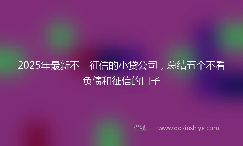 2025年最新不上征信的小贷公司，总结五个不看负债和征信的口子