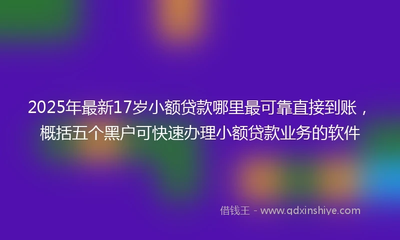 2025年最新17岁小额贷款哪里最可靠直接到账，概括五个黑户可快速办理小额贷款业务的软件