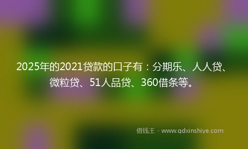 2025年的2021贷款的口子有：分期乐、人人贷、微粒贷、51人品贷、360借条等。