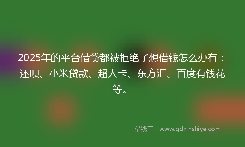 2025年的平台借贷都被拒绝了想借钱怎么办有：还呗、小米贷款、超人卡、东方汇、百度有钱花等。