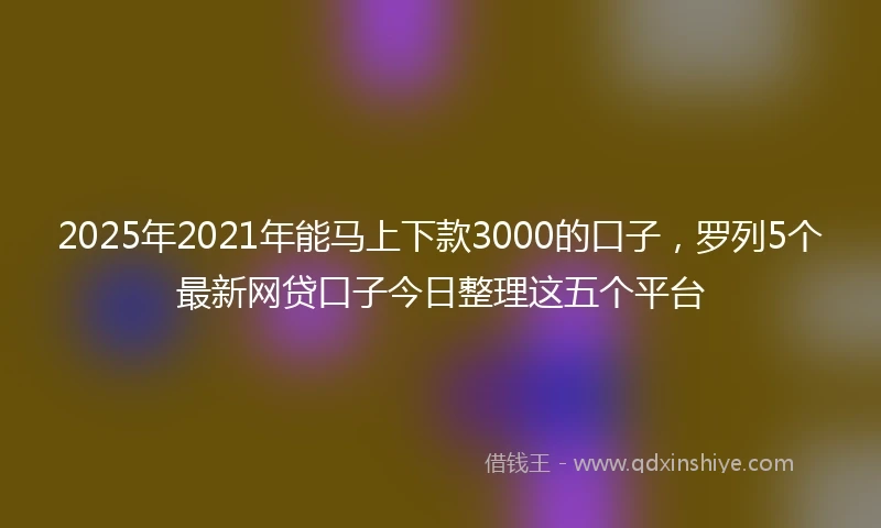 2025年2021年能马上下款3000的口子，罗列5个最新网贷口子今日整理这五个平台