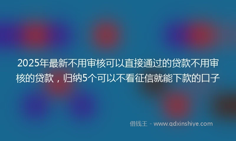 2025年最新不用审核可以直接通过的贷款不用审核的贷款，归纳5个可以不看征信就能下款的口子