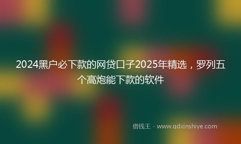 2024黑户必下款的网贷口子2025年精选，罗列五个高炮能下款的软件