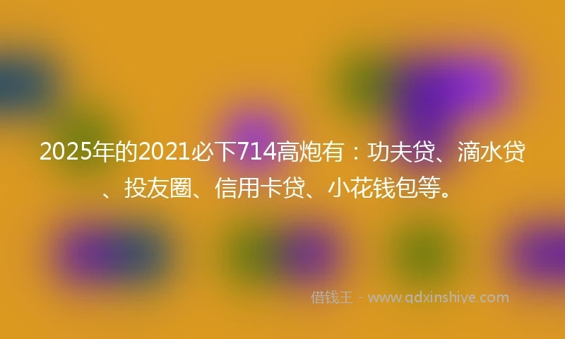 2025年的2021必下714高炮有：功夫贷、滴水贷、投友圈、信用卡贷、小花钱包等。