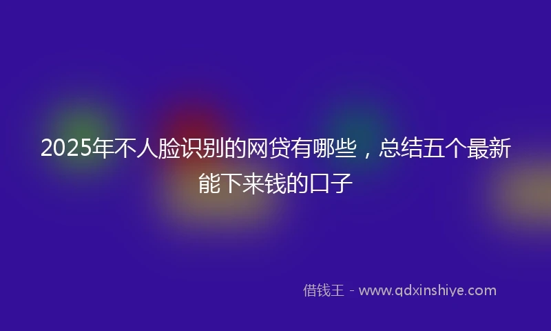 2025年不人脸识别的网贷有哪些，总结五个最新能下来钱的口子