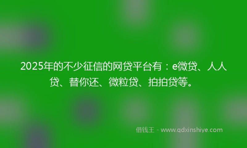 2025年的不少征信的网贷平台有：e微贷、人人贷、替你还、微粒贷、拍拍贷等。