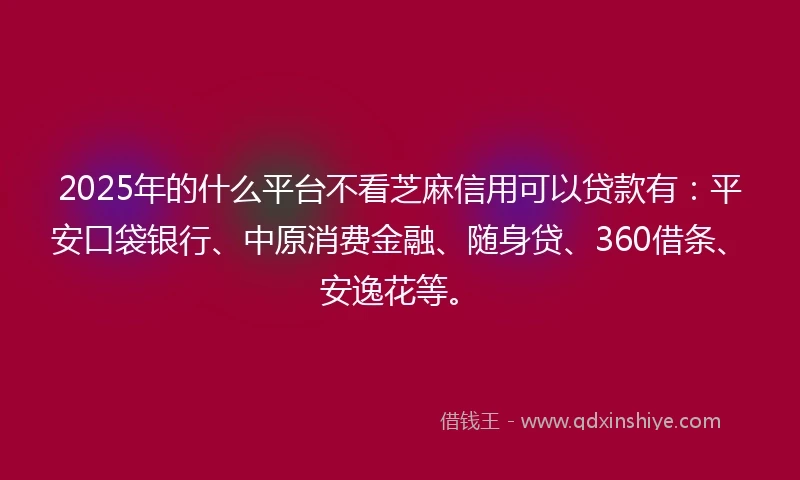 2025年的什么平台不看芝麻信用可以贷款有：平安口袋银行、中原消费金融、随身贷、360借条、安逸花等。
