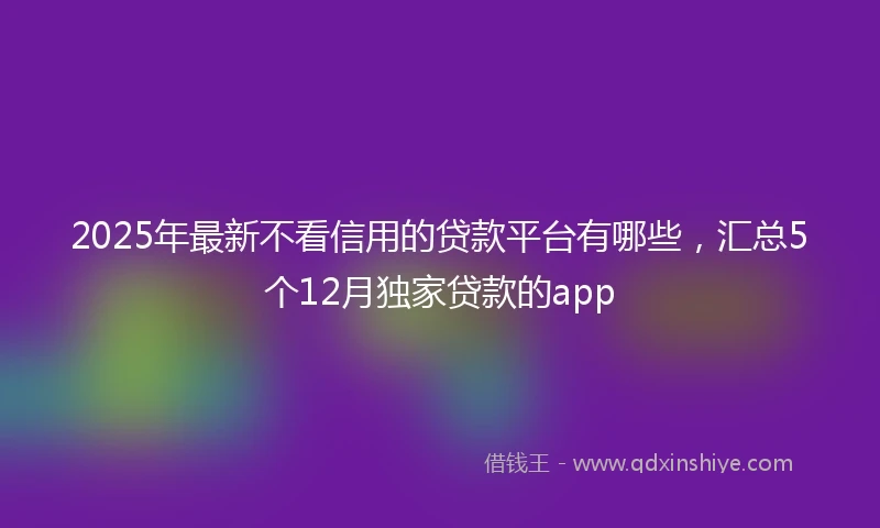 2025年最新不看信用的贷款平台有哪些，汇总5个12月独家贷款的app
