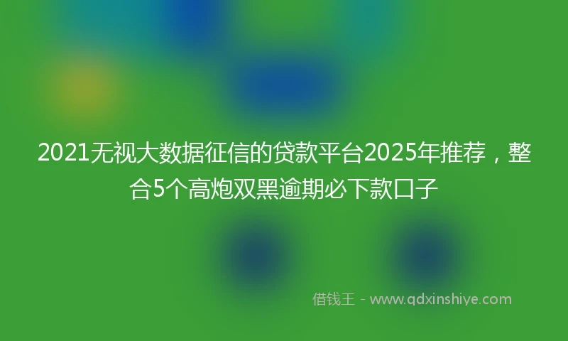 2021无视大数据征信的贷款平台2025年推荐，整合5个高炮双黑逾期必下款口子
