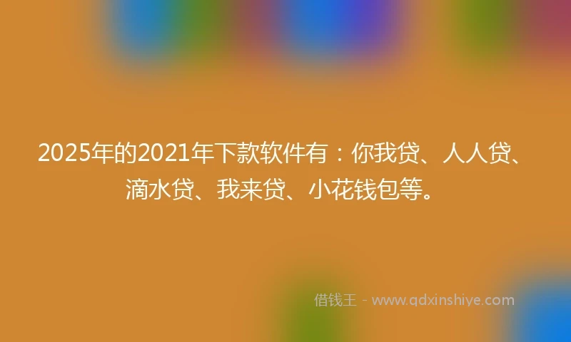 2025年的2021年下款软件有：你我贷、人人贷、滴水贷、我来贷、小花钱包等。