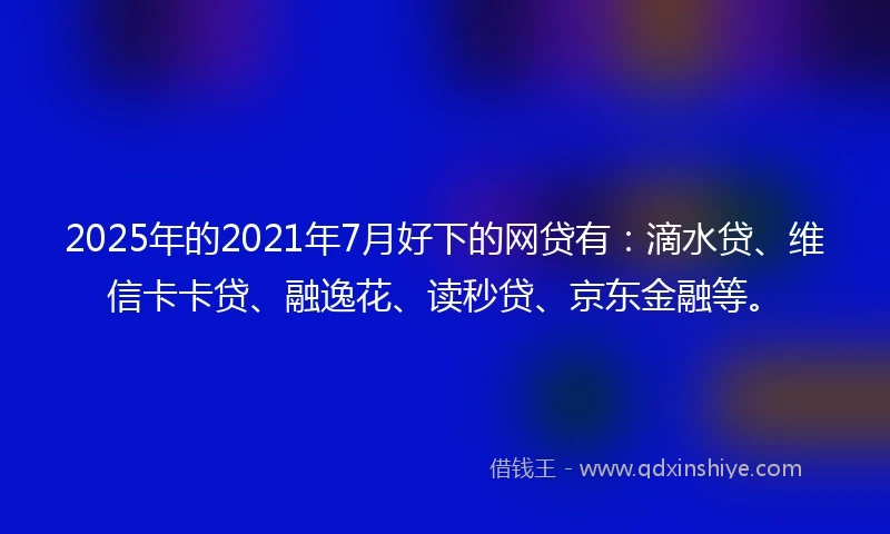 2025年的2021年7月好下的网贷有：滴水贷、维信卡卡贷、融逸花、读秒贷、京东金融等。