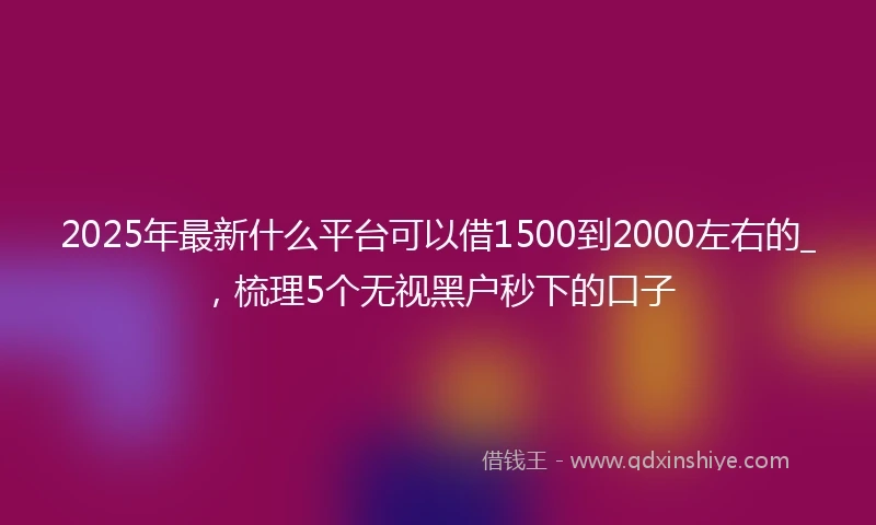 2025年最新什么平台可以借1500到2000左右的_，梳理5个无视黑户秒下的口子