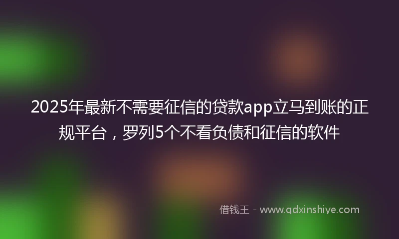 2025年最新不需要征信的贷款app立马到账的正规平台，罗列5个不看负债和征信的软件