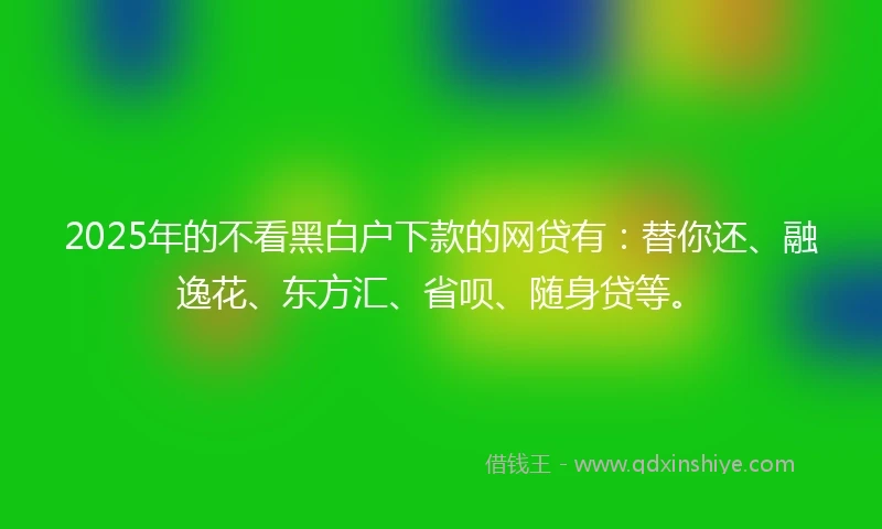 2025年的不看黑白户下款的网贷有：替你还、融逸花、东方汇、省呗、随身贷等。