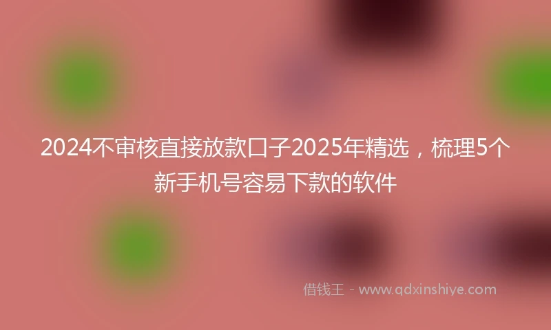 2024不审核直接放款口子2025年精选，梳理5个新手机号容易下款的软件