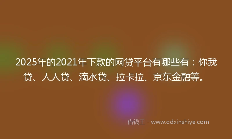 2025年的2021年下款的网贷平台有哪些有：你我贷、人人贷、滴水贷、拉卡拉、京东金融等。