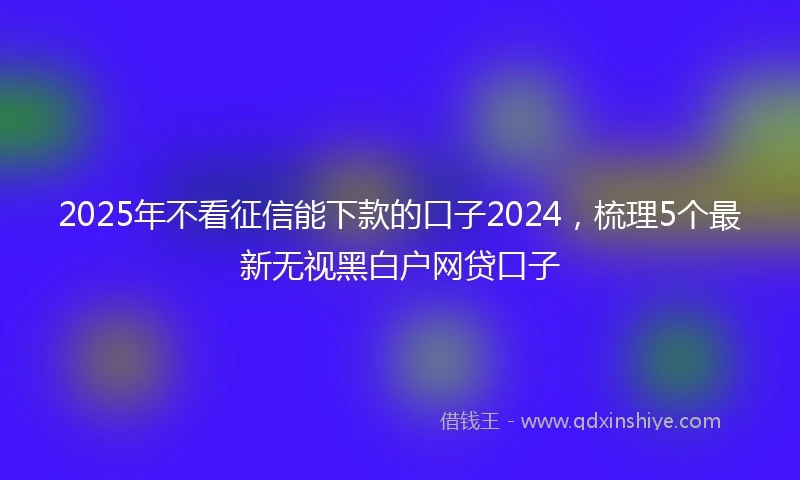 2025年不看征信能下款的口子2024，梳理5个最新无视黑白户网贷口子
