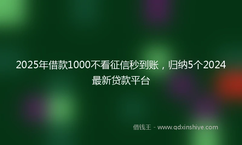 2025年借款1000不看征信秒到账，归纳5个2024最新贷款平台