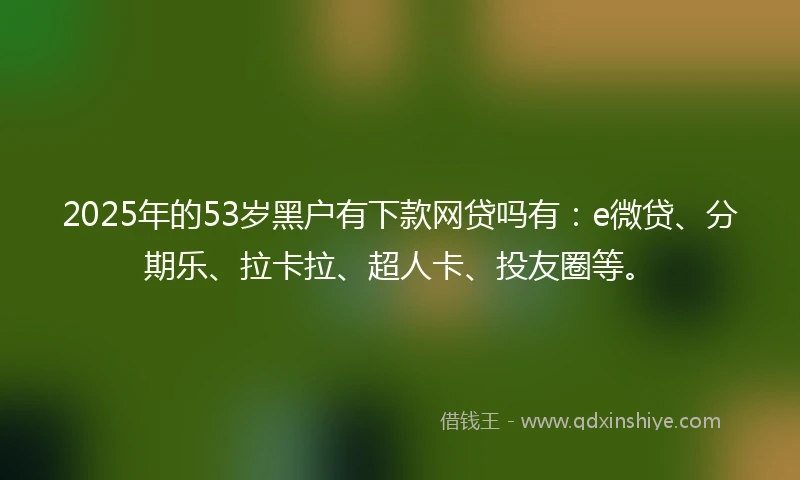 2025年的53岁黑户有下款网贷吗有：e微贷、分期乐、拉卡拉、超人卡、投友圈等。