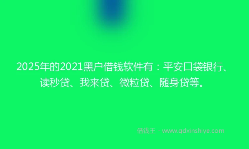 2025年的2021黑户借钱软件有：平安口袋银行、读秒贷、我来贷、微粒贷、随身贷等。