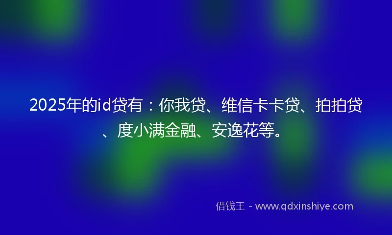 2025年的id贷有：你我贷、维信卡卡贷、拍拍贷、度小满金融、安逸花等。