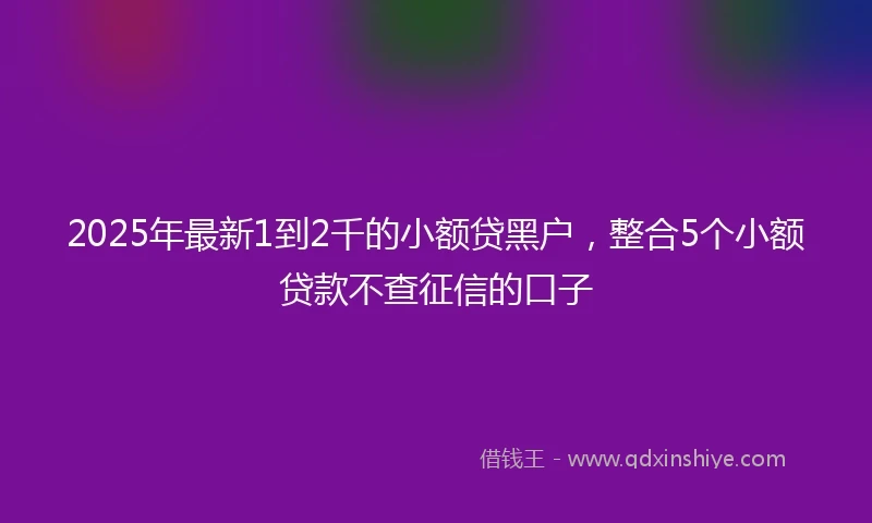 2025年最新1到2千的小额贷黑户，整合5个小额贷款不查征信的口子