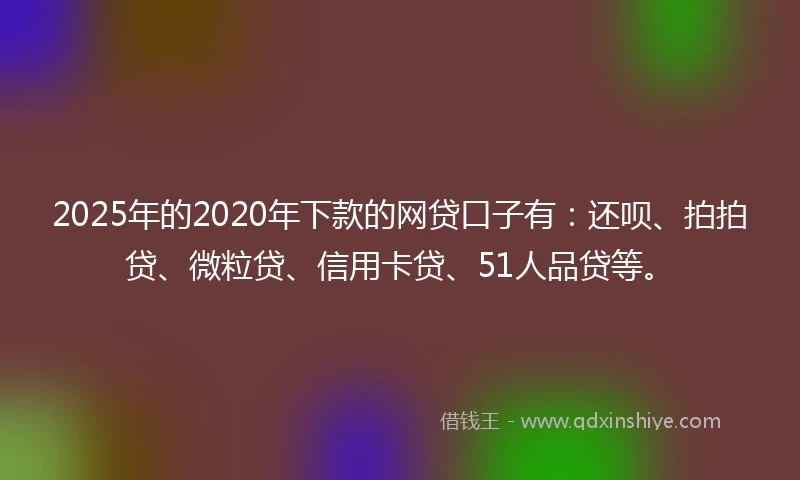 2025年的2020年下款的网贷口子有：还呗、拍拍贷、微粒贷、信用卡贷、51人品贷等。
