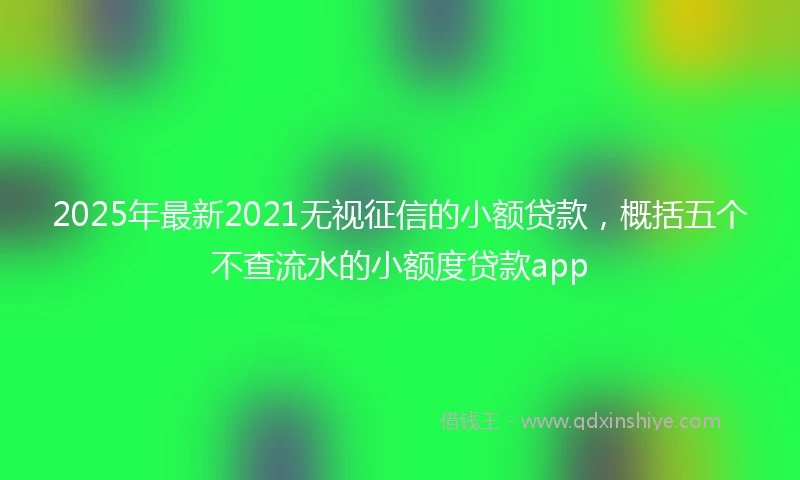 2025年最新2021无视征信的小额贷款，概括五个不查流水的小额度贷款app