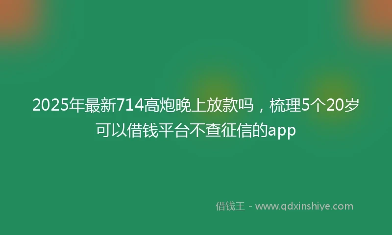2025年最新714高炮晚上放款吗，梳理5个20岁可以借钱平台不查征信的app