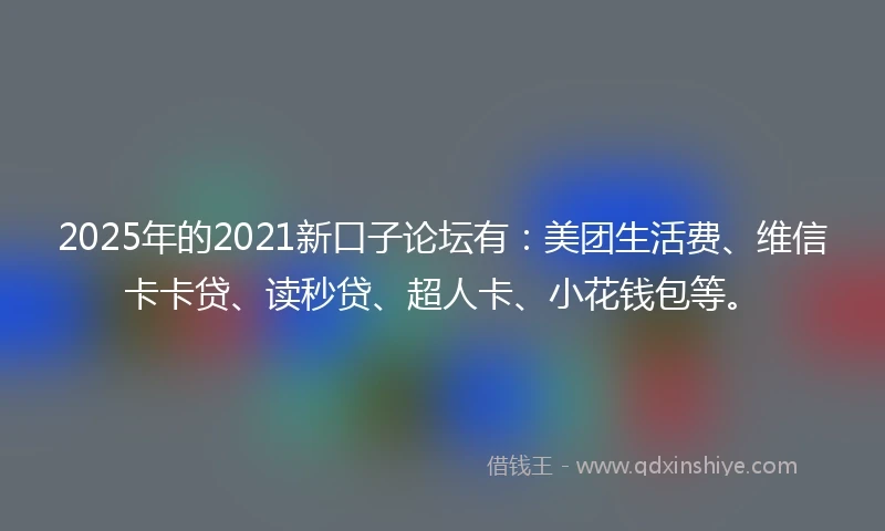2025年的2021新口子论坛有：美团生活费、维信卡卡贷、读秒贷、超人卡、小花钱包等。