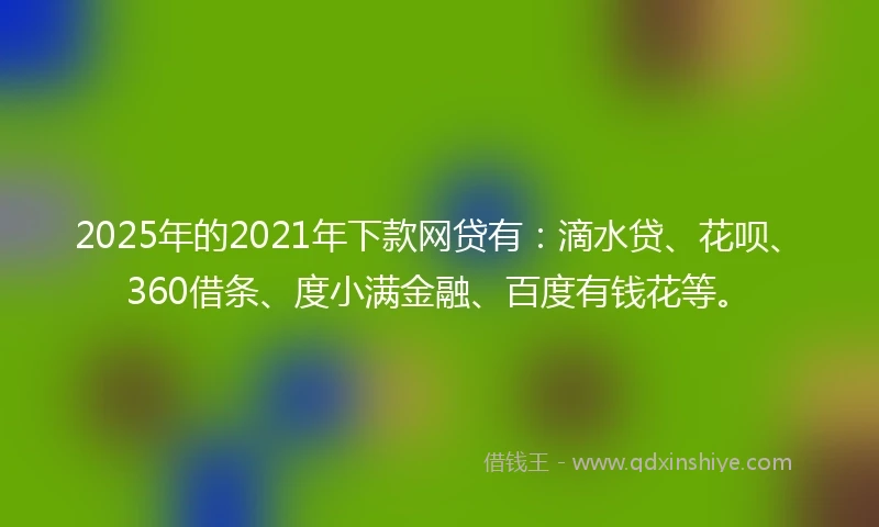 2025年的2021年下款网贷有：滴水贷、花呗、360借条、度小满金融、百度有钱花等。