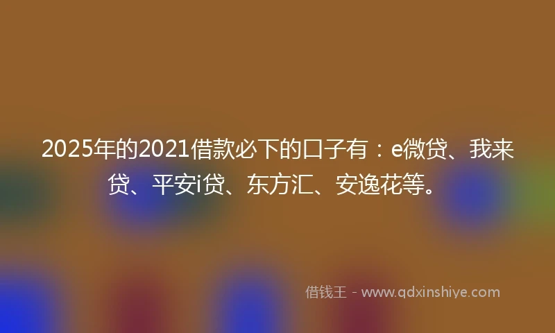 2025年的2021借款必下的口子有：e微贷、我来贷、平安i贷、东方汇、安逸花等。