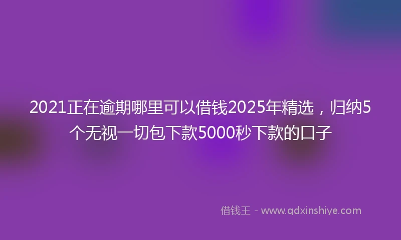 2021正在逾期哪里可以借钱2025年精选，归纳5个无视一切包下款5000秒下款的口子