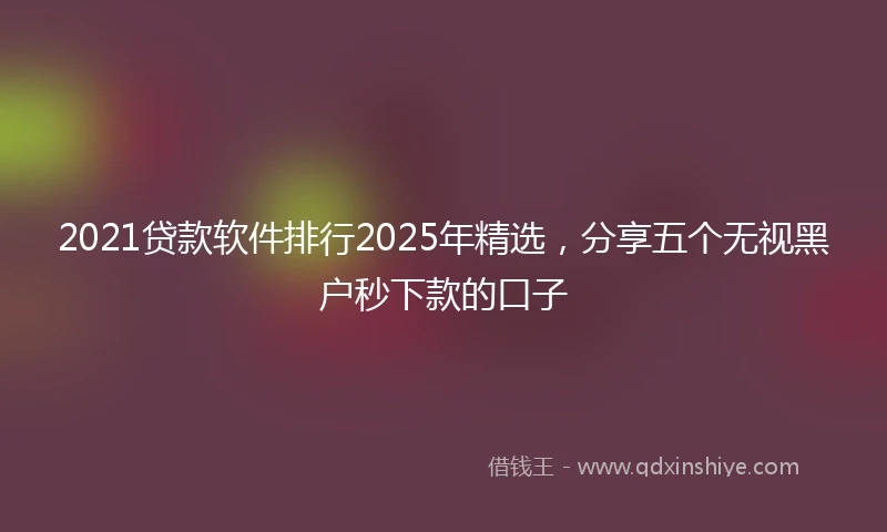 2021贷款软件排行2025年精选，分享五个无视黑户秒下款的口子