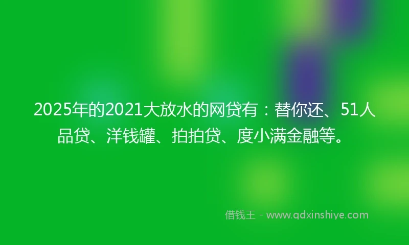2025年的2021大放水的网贷有：替你还、51人品贷、洋钱罐、拍拍贷、度小满金融等。