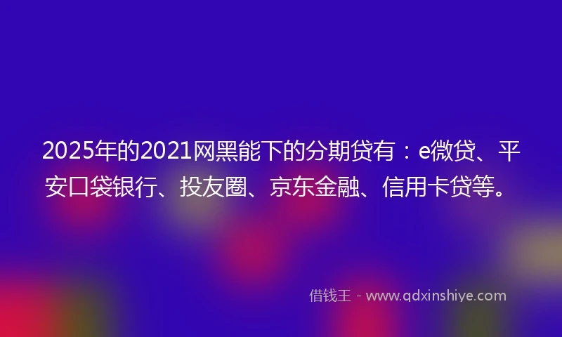 2025年的2021网黑能下的分期贷有：e微贷、平安口袋银行、投友圈、京东金融、信用卡贷等。