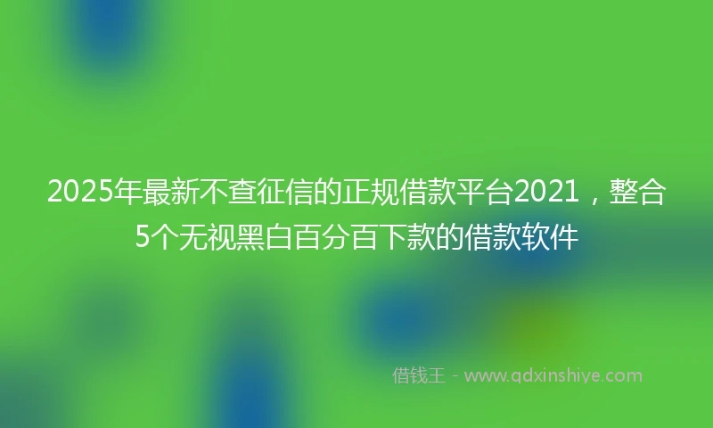 2025年最新不查征信的正规借款平台2021，整合5个无视黑白百分百下款的借款软件